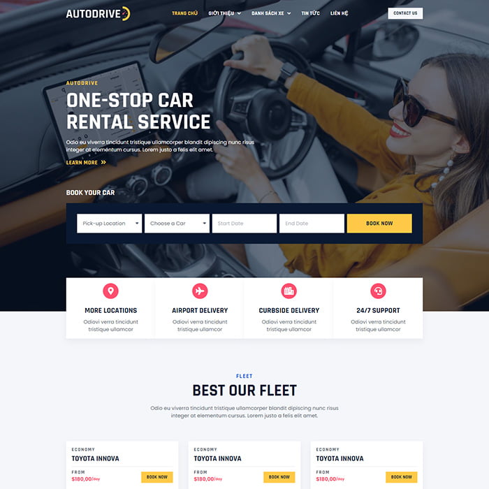 Mẫu website dịch vụ cho thuê xe