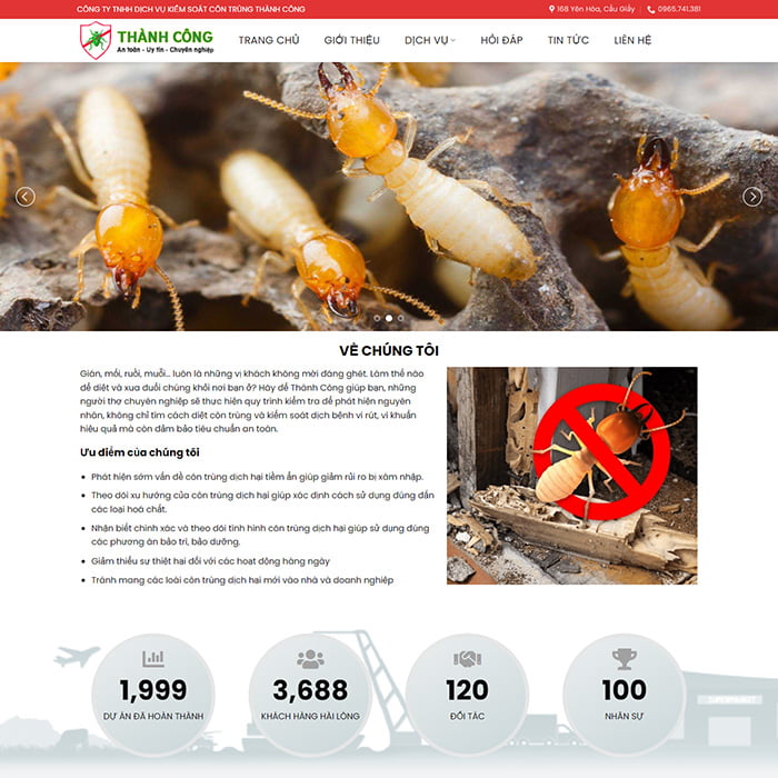Mẫu website dịch vụ diệt côn trùng