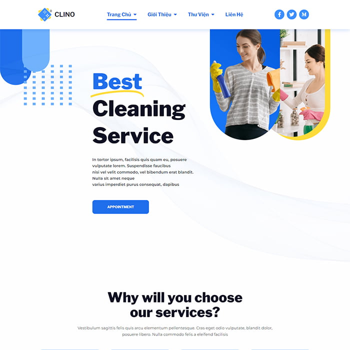 Mẫu website dịch vụ dọn vệ sinh