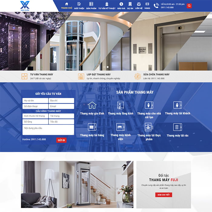 Mẫu website dịch vụ lắp đặt sửa chữa cầu thang máy