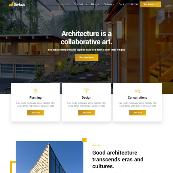 Mẫu website kiến trúc, xây dựng
