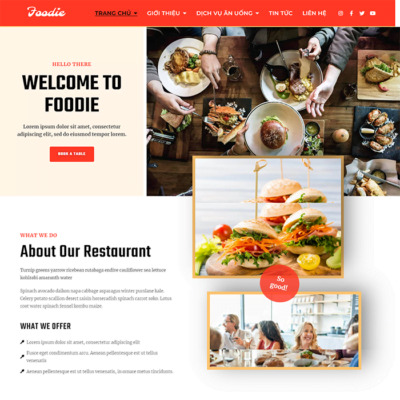 Mẫu website nhà hàng ẩm thực