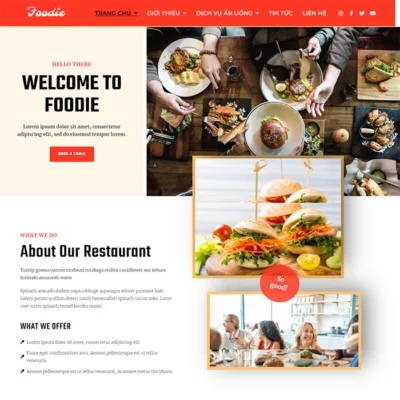 Mẫu website nhà hàng ẩm thực