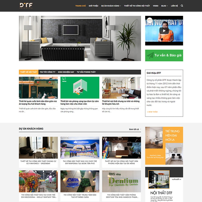 Mẫu website tư vấn - thi công nội thất