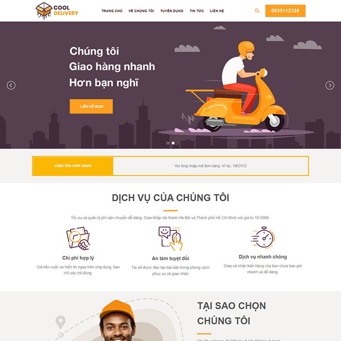 Thiết kế website dịch vụ Shipper