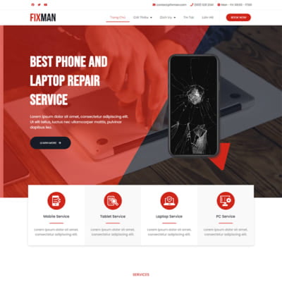 Thiết kế mẫu web sửa chữa điện thoại