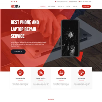 Thiết kế mẫu web sửa chữa điện thoại