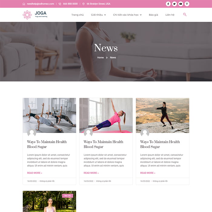 Thiết Kế Mẫu Website Dạy Yoga