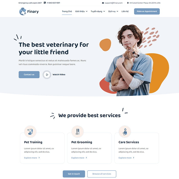 Thiết kế website dịch vụ chăm sóc thú cưng