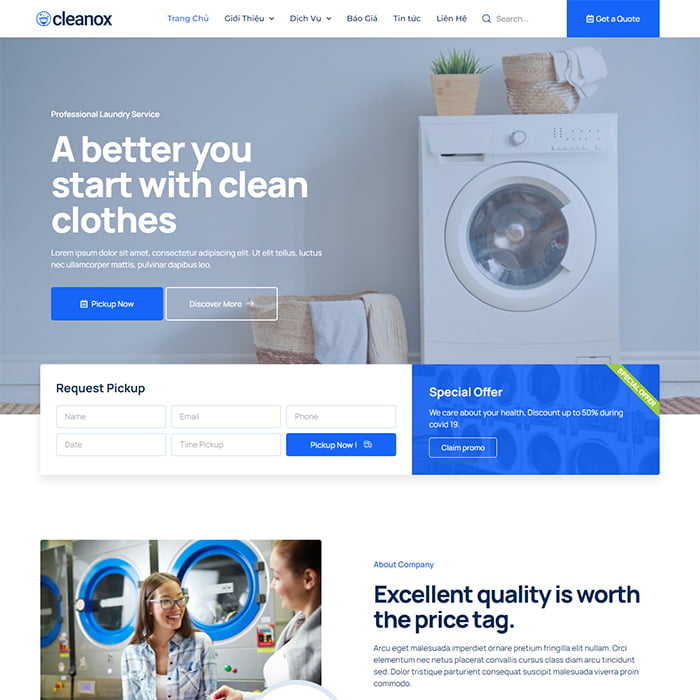 Thiết kế website dịch vụ giặt ủi