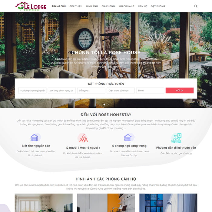 Thiết kế website dịch vụ homestay