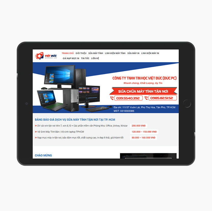 Thiết kế website dịch vụ sửa chữa PC - Laptop