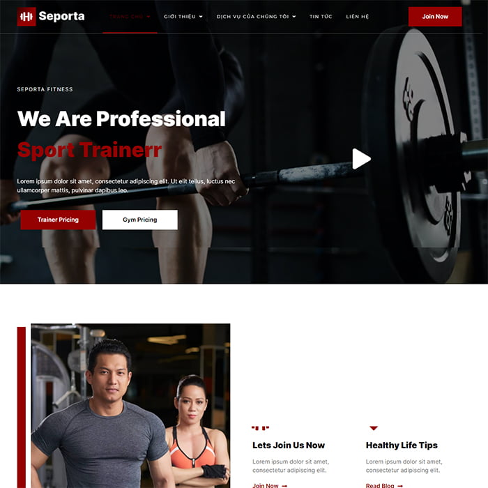 Thiết kế website phòng tập Gym