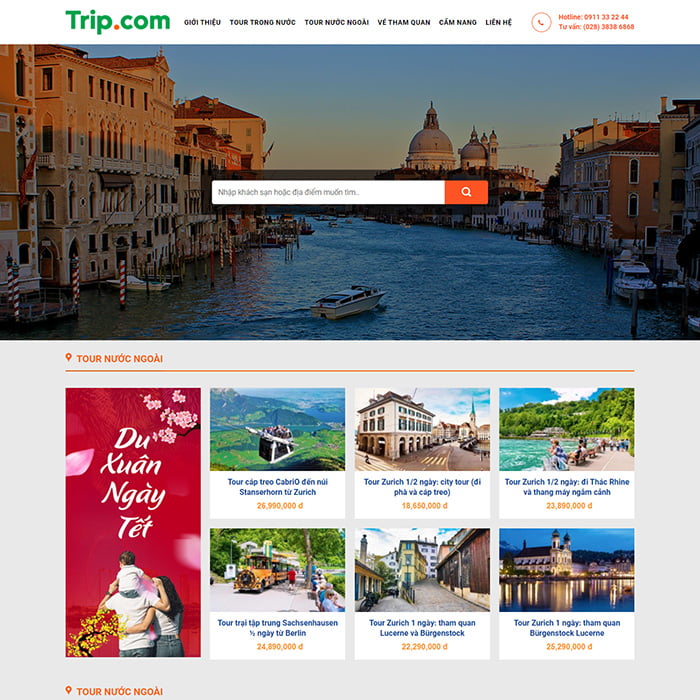 Thiết kế website tour du lịch giá rẻ uy tín