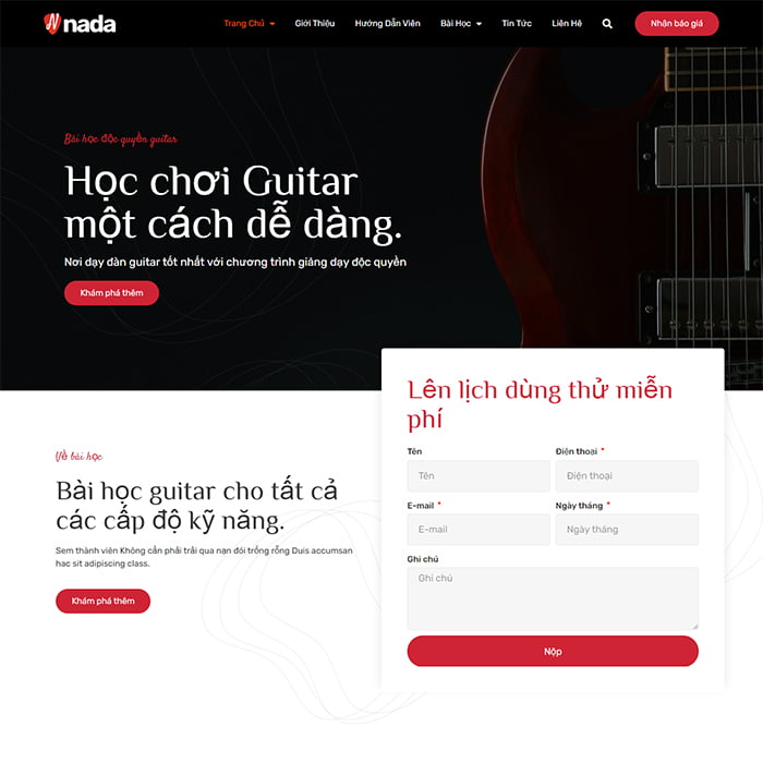 Website dịch vụ dạy nhạc online