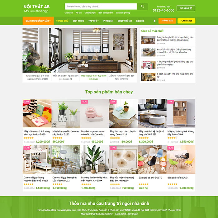Mẫu website bán sản phẩm trang trí nội thất