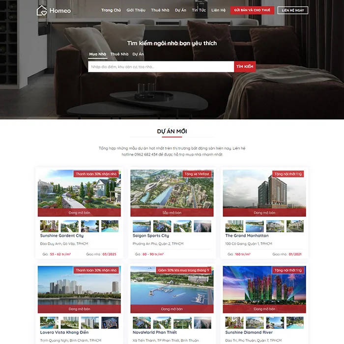 Mẫu website dịch vụ bất động sản