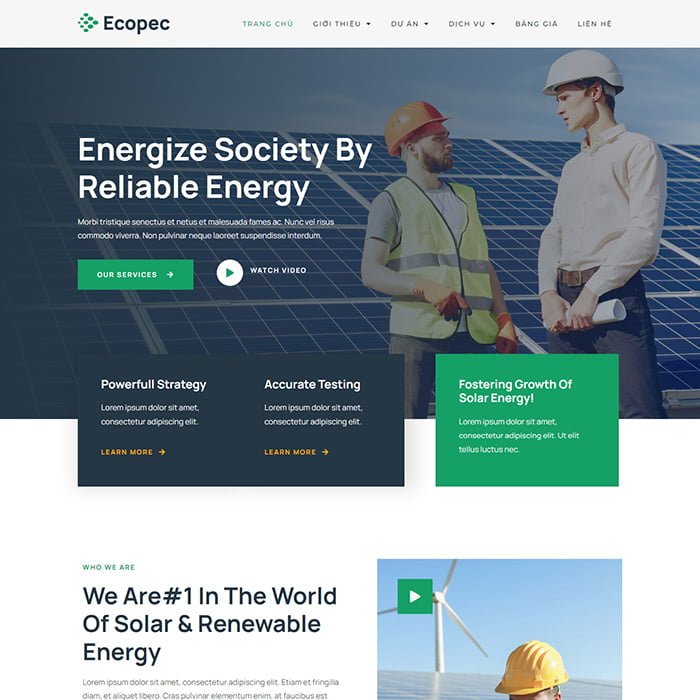Thiết kế website điện năng lượng mặt trời
