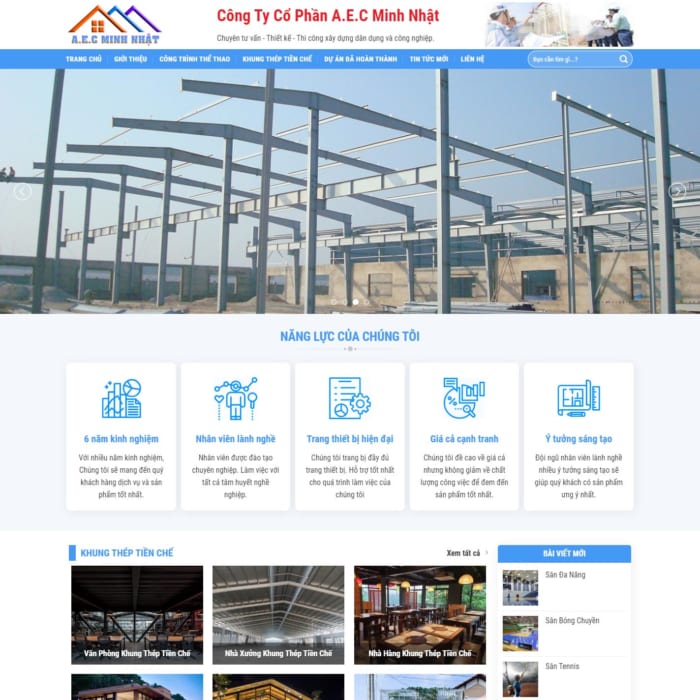 Mẫu website thi công xây dựng