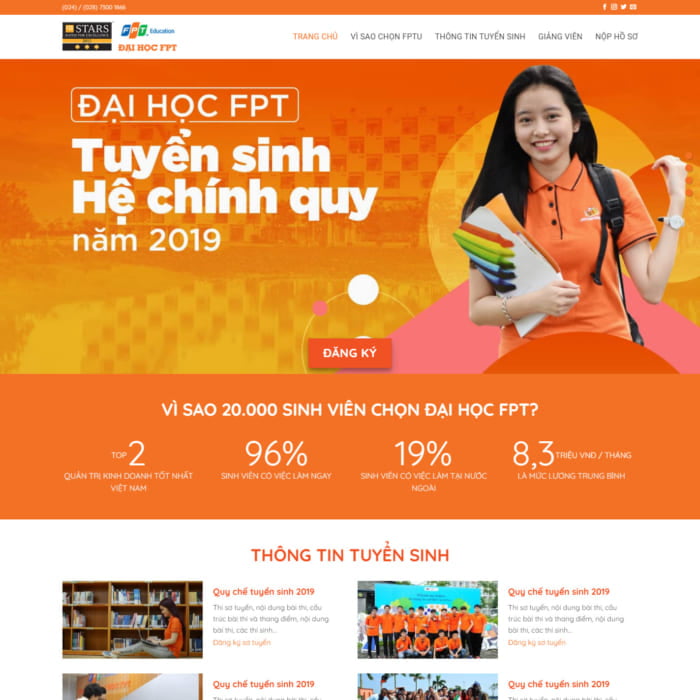 Thiết kế mẫu Landing Page tuyển sinh