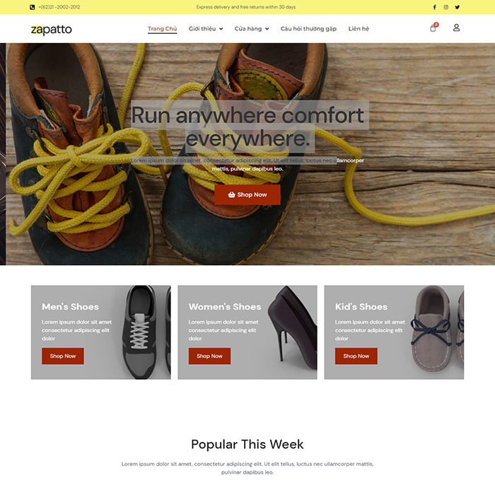 Thiết kế mẫu web kinh doanh giầy