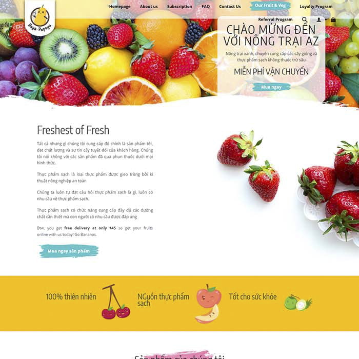 Thiết kế mẫu website bán nông sản sạch