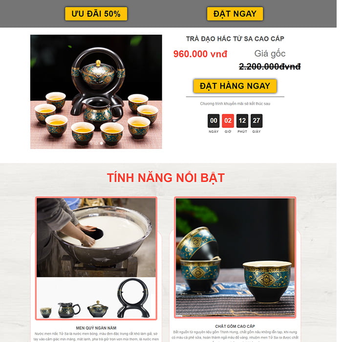 Thiết kế mẫu website bán sản phẩm trà