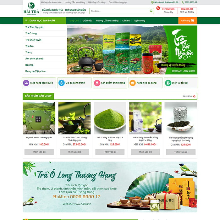 Thiết kế mẫu website bán trà xanh