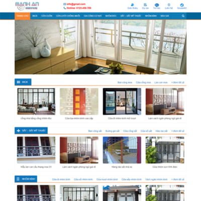 Thiết kế mẫu website cơ khí - nhôm kính