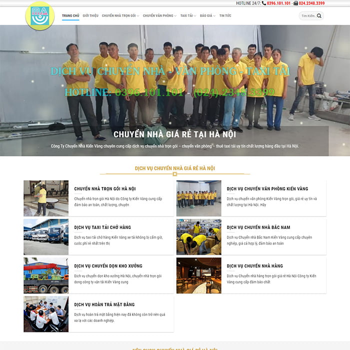Thiết kế mẫu website dịch vụ chuyển nhà