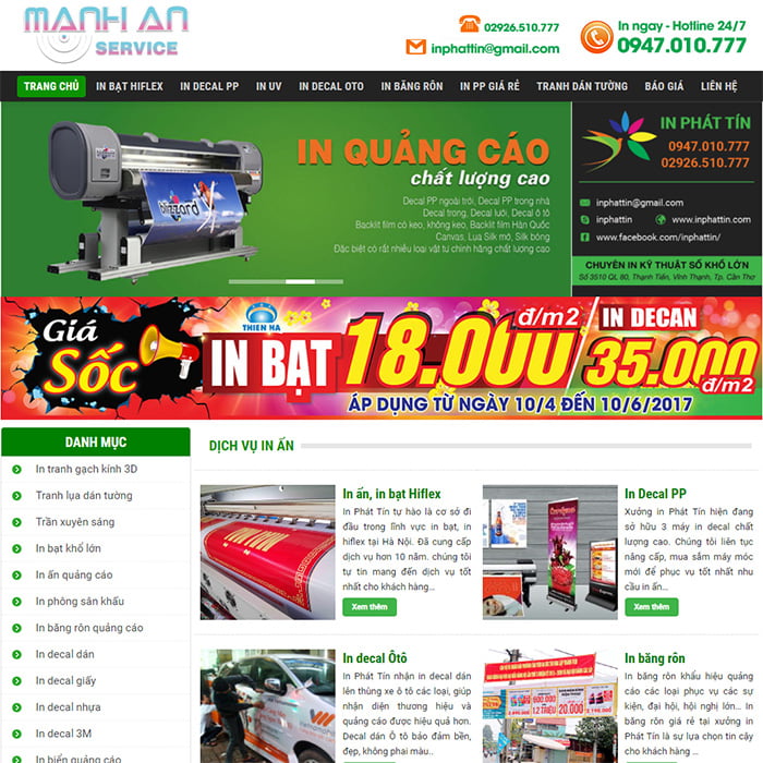 Thiết kế mẫu website in ấn