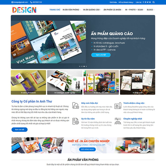 Thiết kế mẫu website in ấn quảng cáo