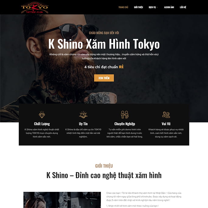 Thiết kế mẫu website phun xăm nghệ thuật