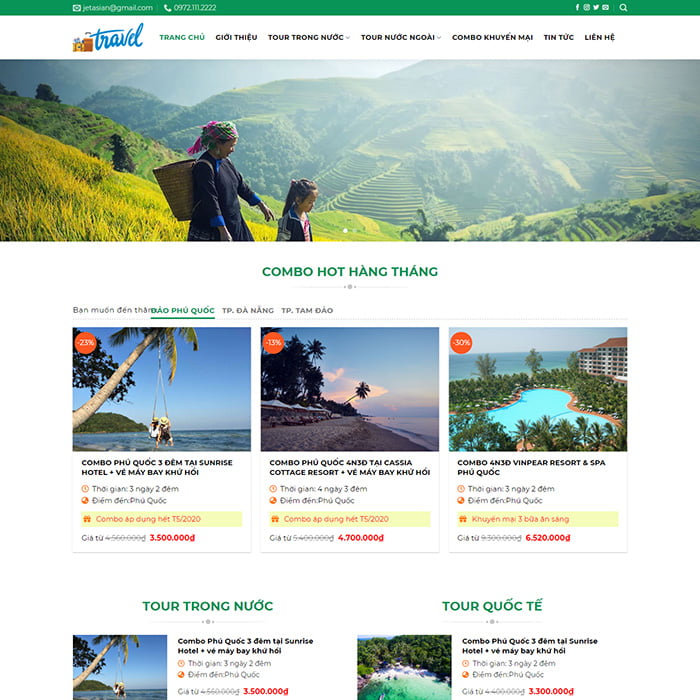 Thiết kế website combo tour du lịch