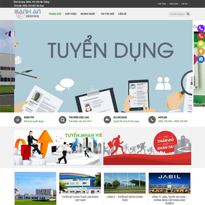 Thiết kế website công ty tuyển dụng việc làm