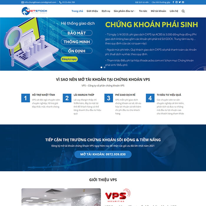 Thiết kế website dịch vụ chứng khoán