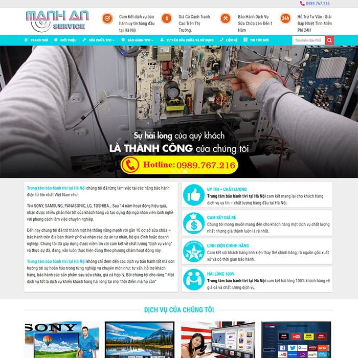 Thiết kế website dịch vụ sửa chữa tivi