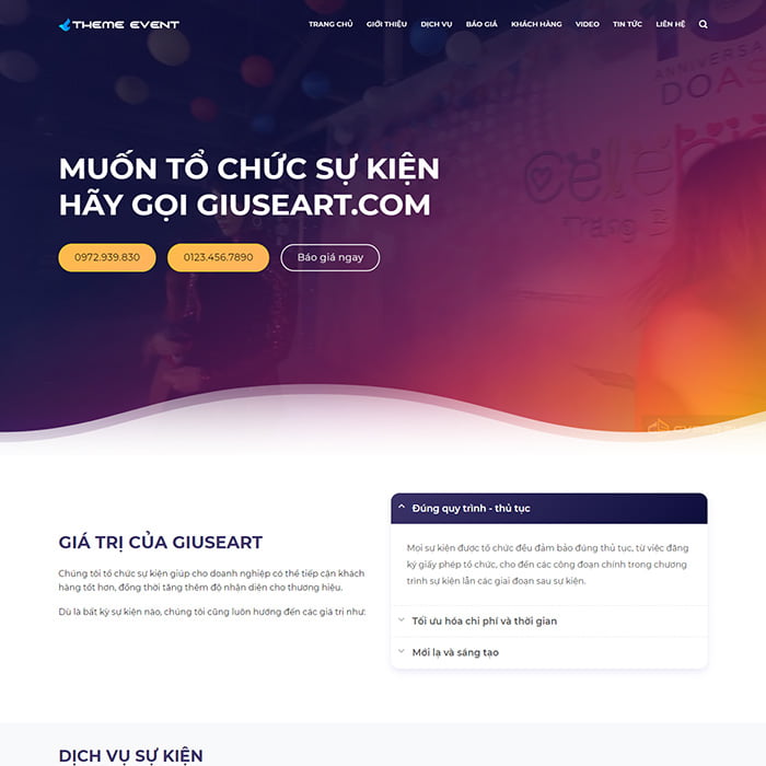 Thiết kế website dịch vụ tổ chức sự kiện