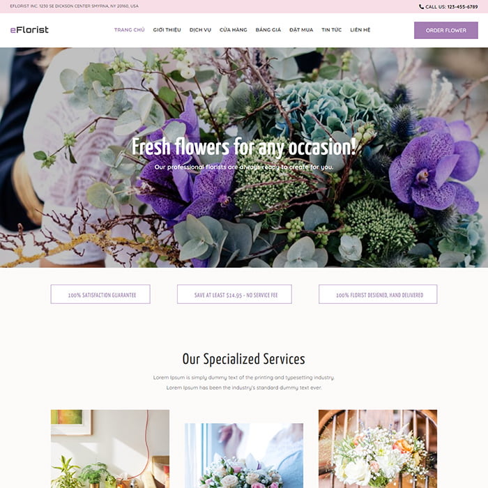 Thiết kế website kinh doanh hoa tươi