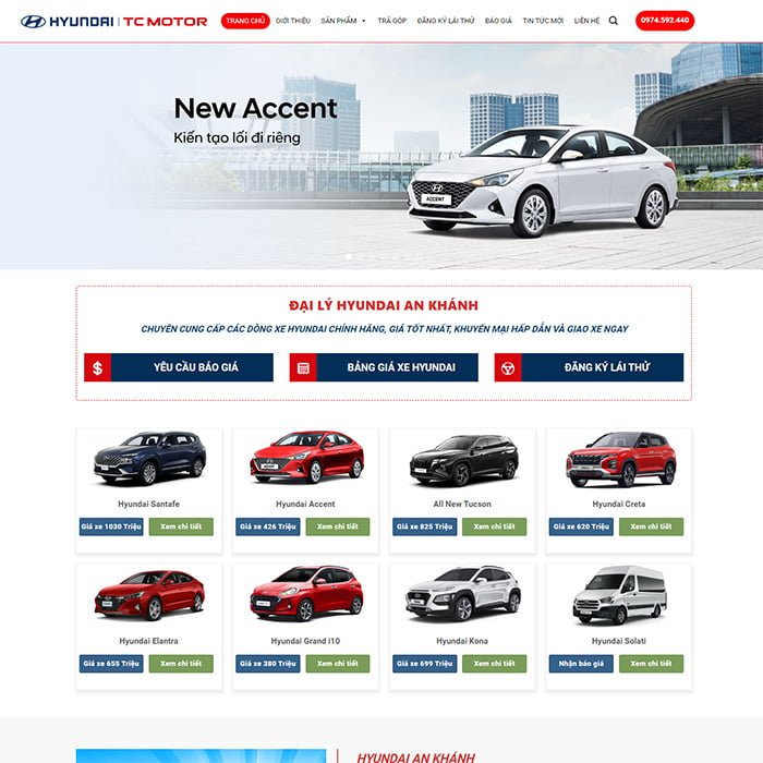 Thiết kế website ô tô HyunDai