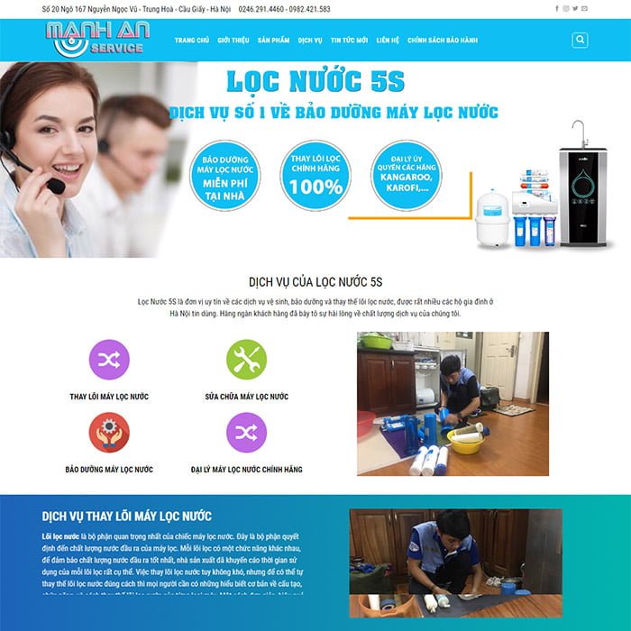 Thiết kế website sửa chữa máy lọc nước