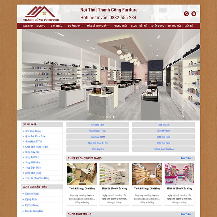 Thiết kế website thi công nội thất showroom