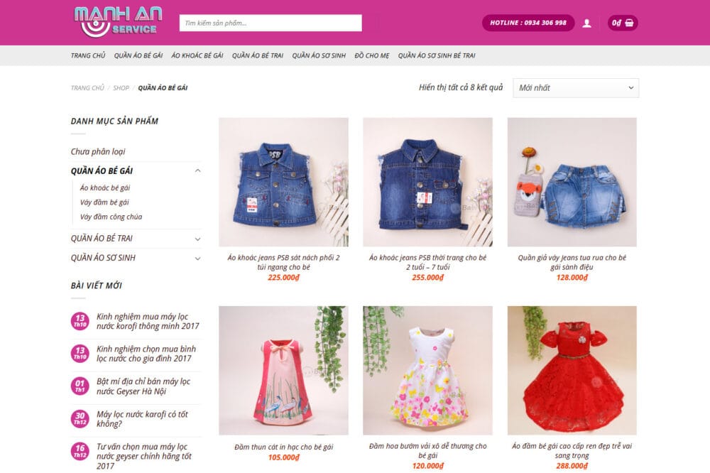 Thiết Kế Web Quần Áo Bé Gái Chuyên Nghiệp – Tối Ưu Bán Hàng Online Hiệu Quả