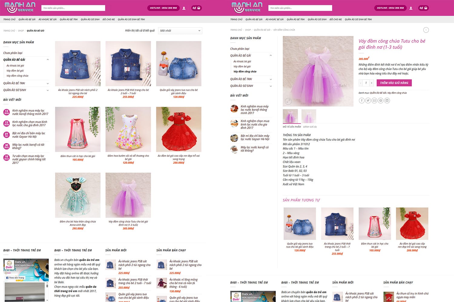 Thiết Kế Web Quần Áo Bé Gái Chuyên Nghiệp – Tối Ưu Bán Hàng Online Hiệu Quả
