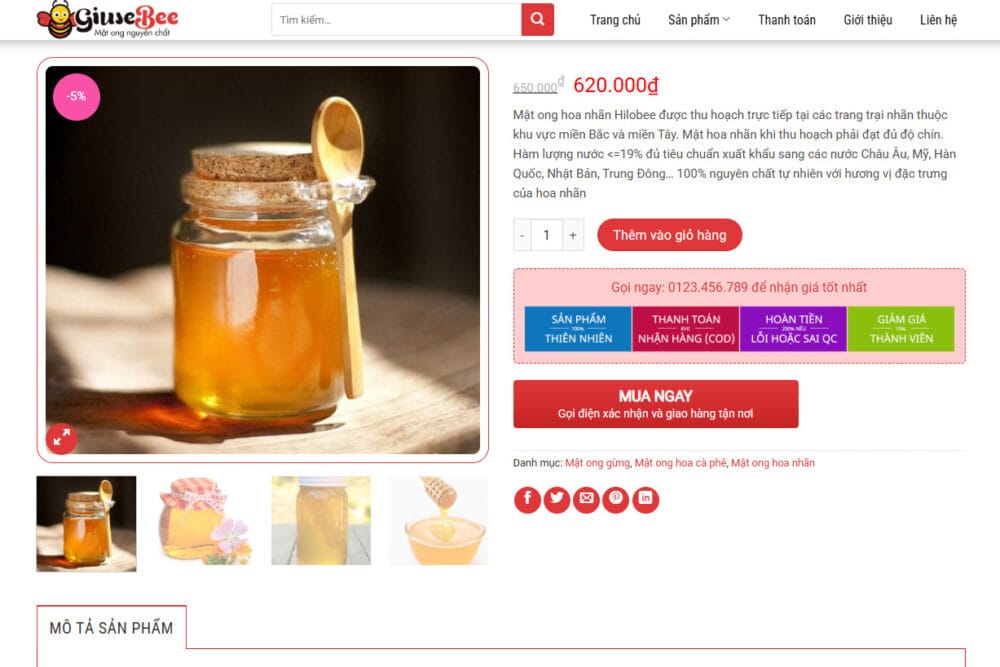 Thiết kế Website Mật ong Hoa Nhãn - Câu Chuyện Của Một Sản Phẩm Từ Thiên Nhiên