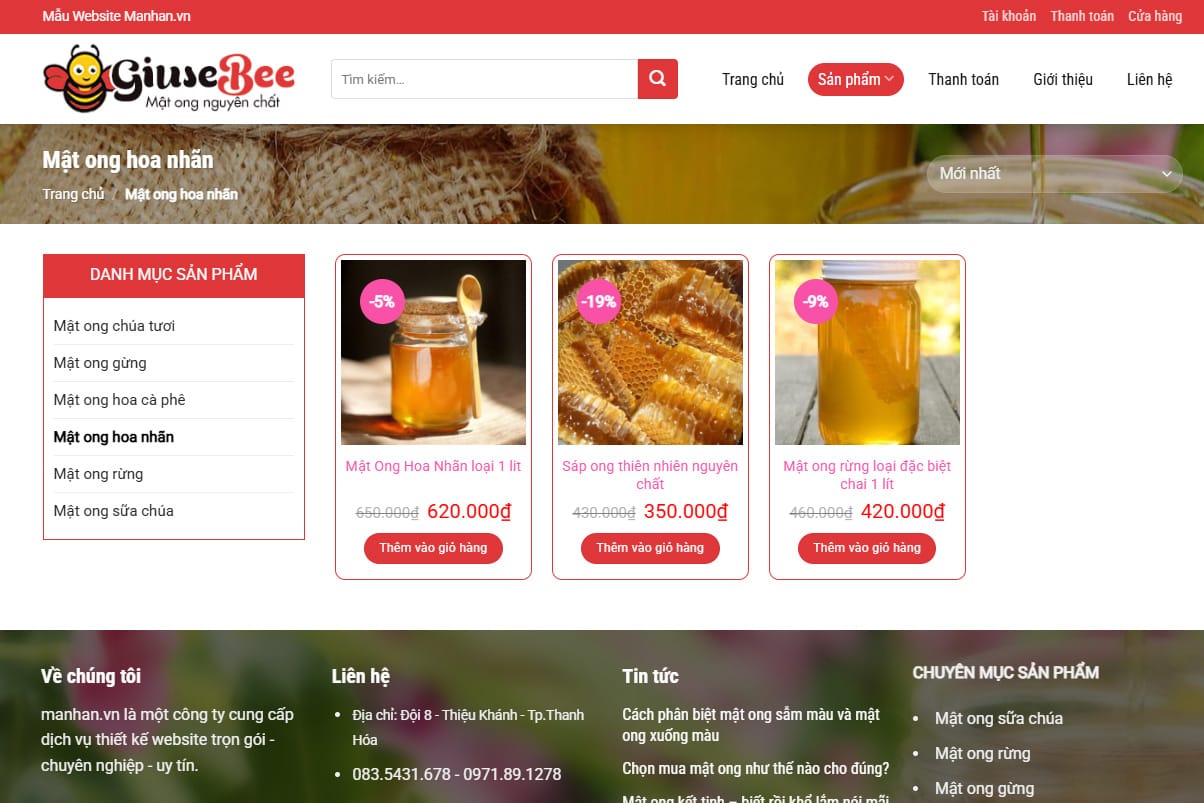 Thiết kế Website Mật ong Hoa Nhãn - Câu Chuyện Của Một Sản Phẩm Từ Thiên Nhiên