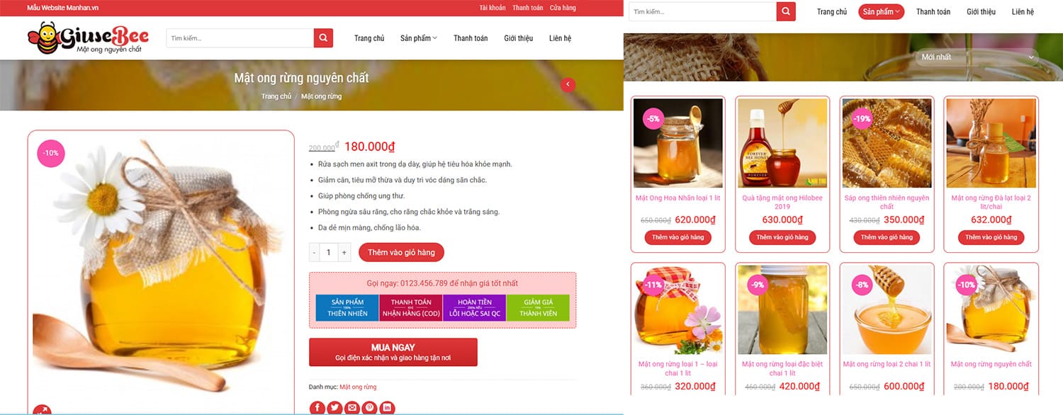 Thiết kế website Mật ong rừng: Tạo dựng giá trị bền vững cho sản phẩm thiên nhiên
