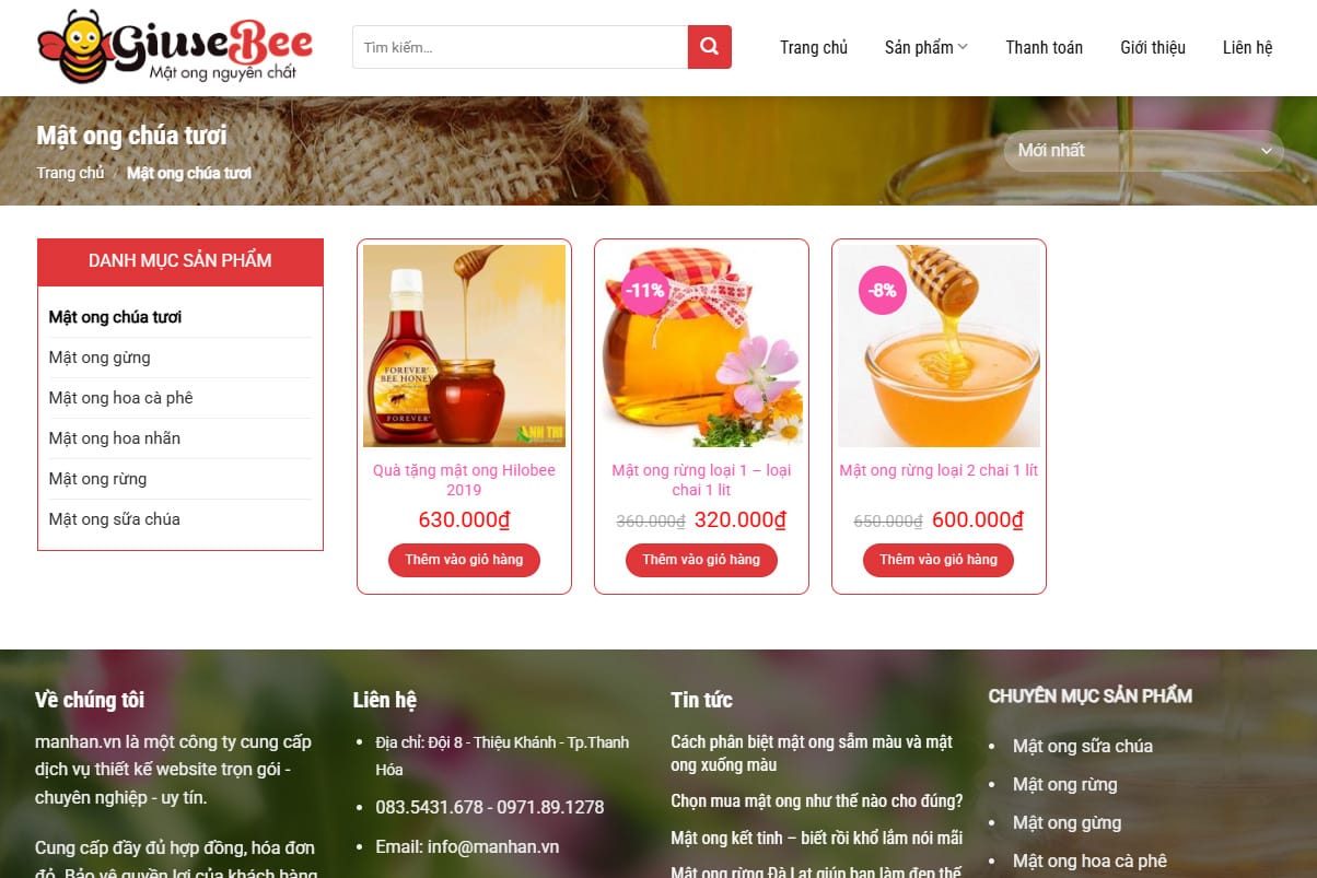 Thiết kế Website Mật ong Sữa Chúa - Mở Rộng Thị Trường và Xây Dựng Thương Hiệu Bền Vững