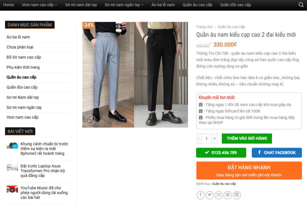 Thiết Kế Website Quần Âu Cao Cấp - Xây Dựng Không Gian Thời Trang Đẳng Cấp Trực Tuyến