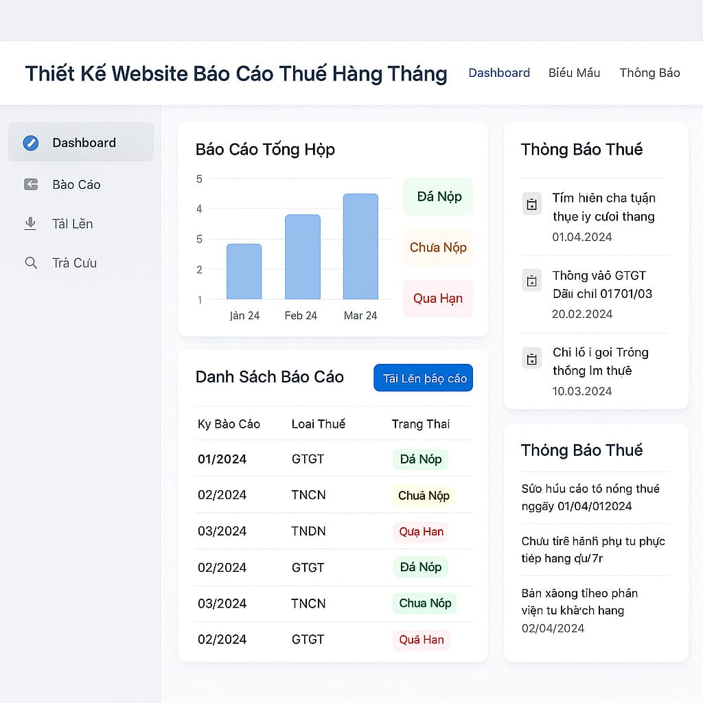 Thiết kế website báo cáo thuế hàng tháng – Nâng tầm thương hiệu